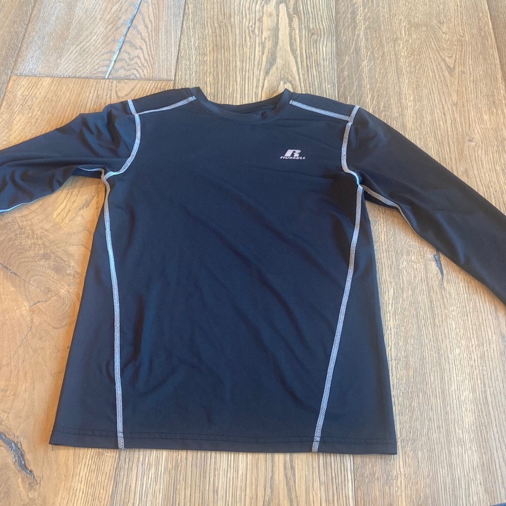 Boys black Russell Dri fit long sleeve shirt. Size 10/12